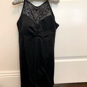 Swimsuits For All high neck swim dress with attached bottom